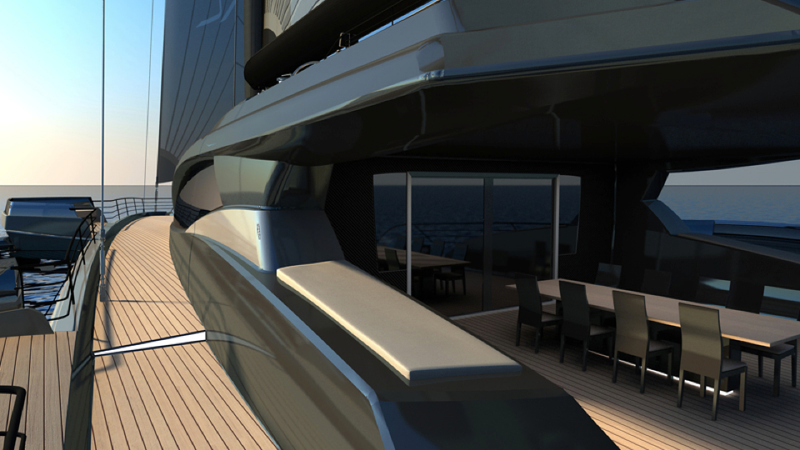 Illustration for article titled The World's Largest Sailing Trimaran Has A Garage For Your McLaren